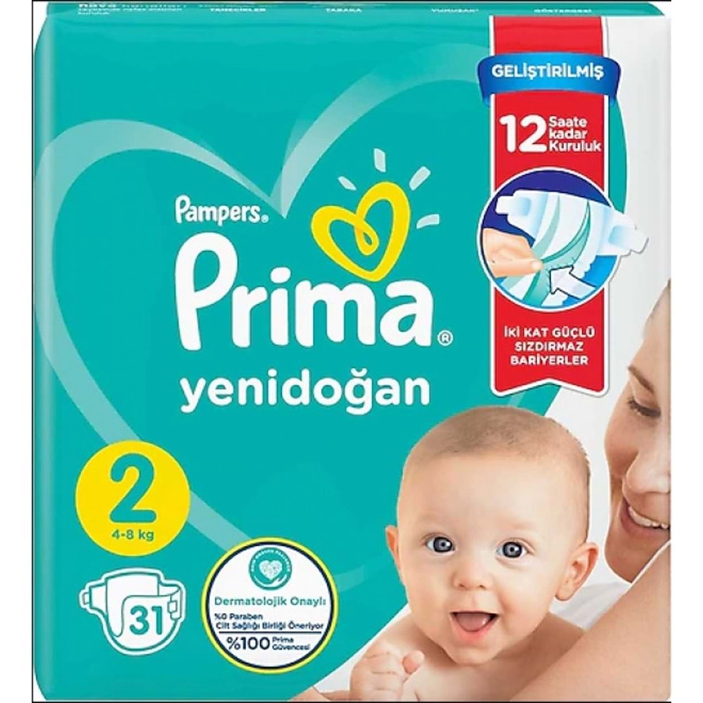 31 ADET PRİMA AKTİF NO:2 (4-8 KG) BEBEK BEZİ