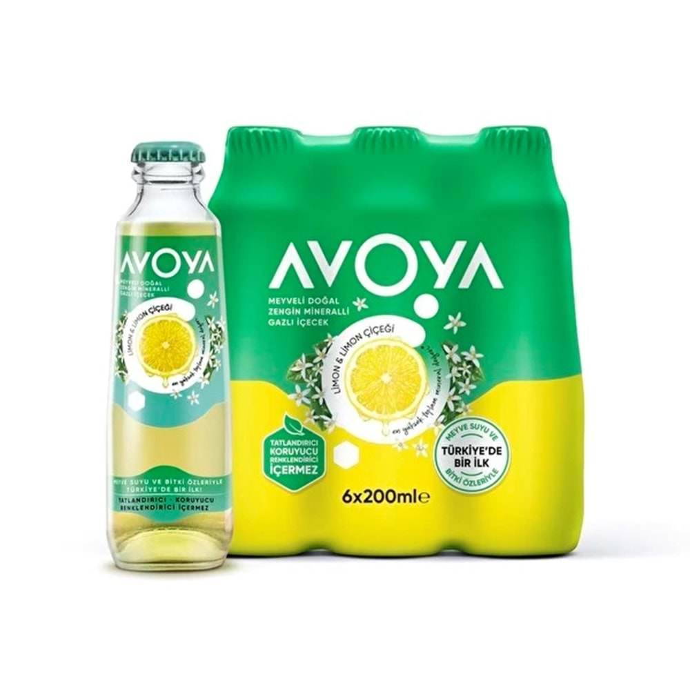 (6X200) ML AVOYA* LİMON AROMALI MEYVELİ MADEN SUYU