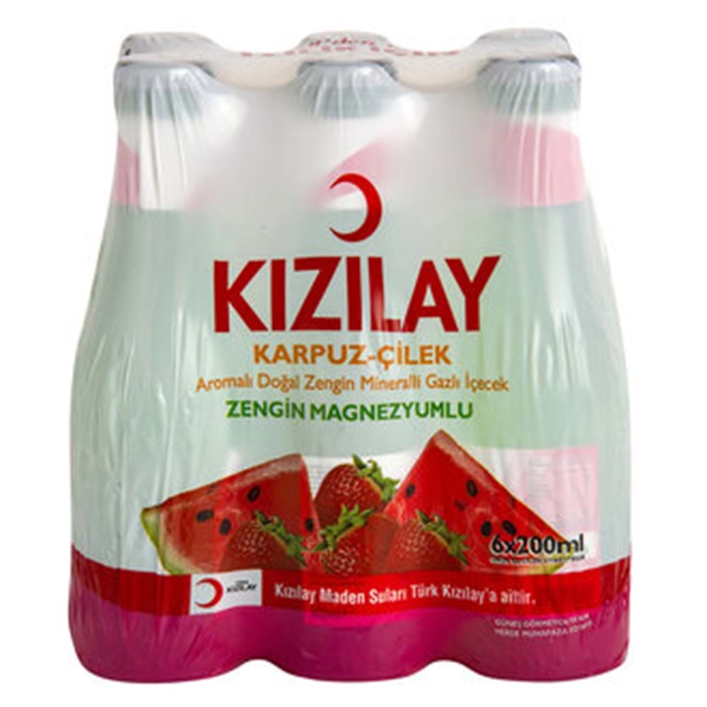 6X200 ML KIZILAY6 KARPUZ&ÇİLEK AROMALI MADEN SUYU
