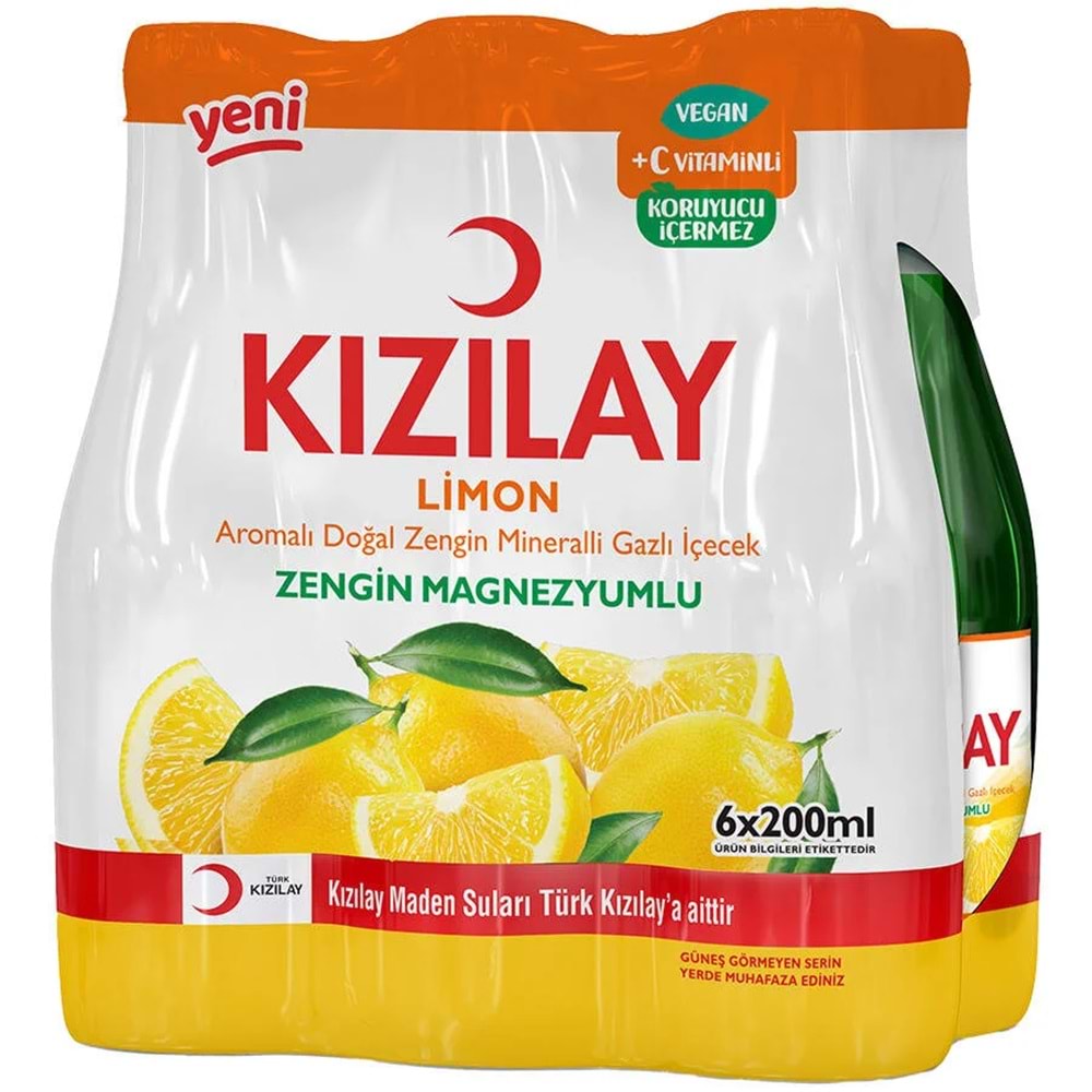 6X200 ML KIZILAY6 C+ LİMON AROMALI MADEN SUYU