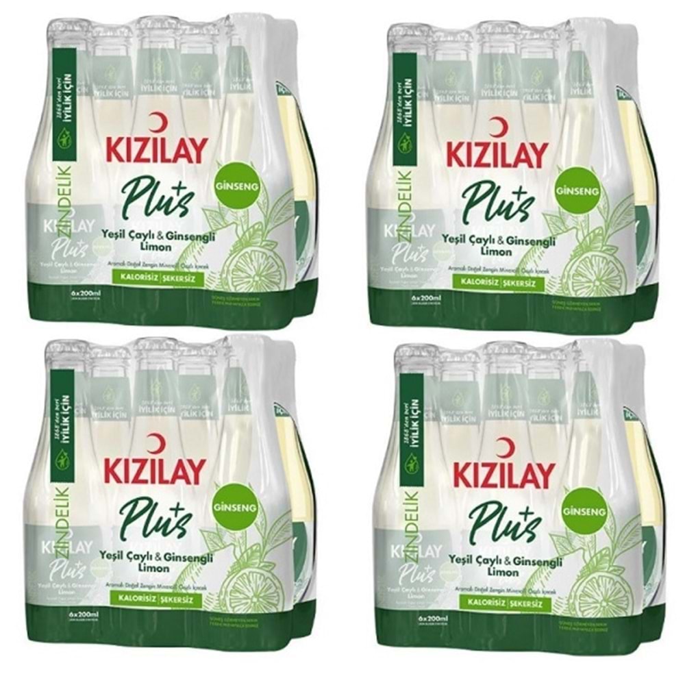 6X200 ML KIZILAY6 + PLUS YEŞİL ÇAY GİNSENG AROMALI AROMALI MADEN SUYU