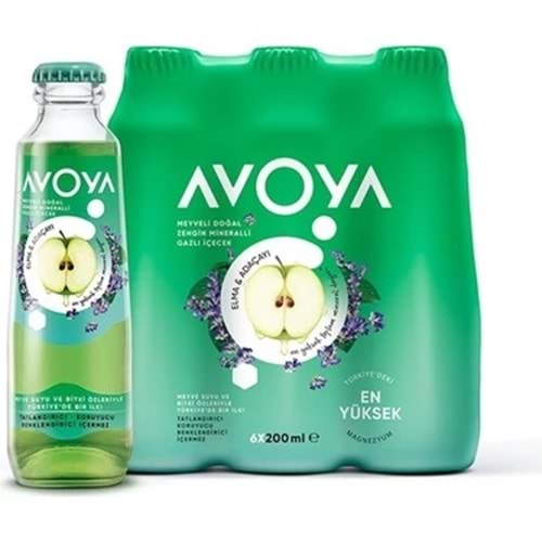 (6X200) ML AVOYA* ELMA AROMALI MEYVELİ MADEN SUYU