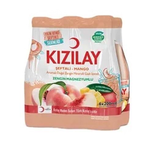 6X200 ML KIZILAY6 ŞEFTALİ&MANGO AROMALI AROMALI MADEN SUYU
